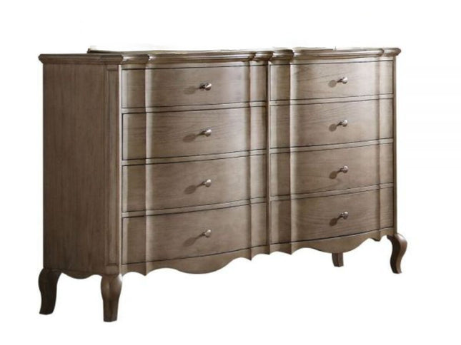 64" Taupe Solid and Manufactured Wood Eight Drawer Double Dresser