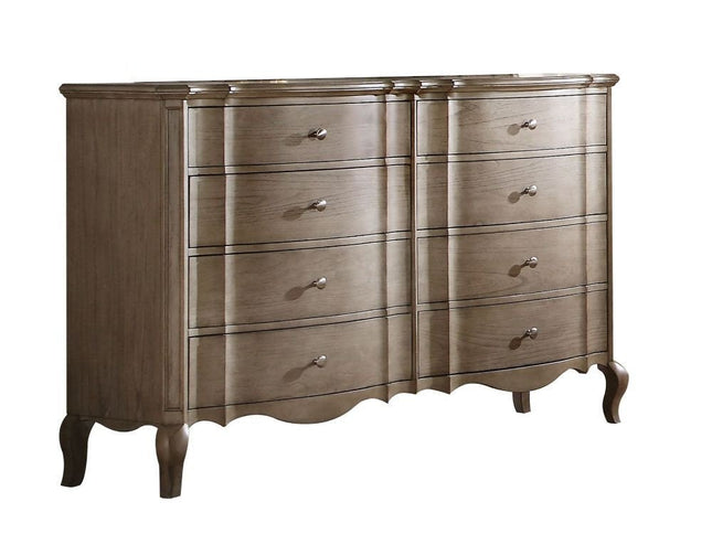 64" Taupe Solid and Manufactured Wood Eight Drawer Double Dresser
