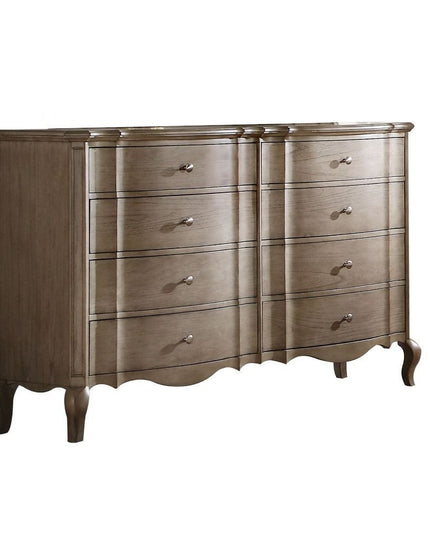 64" Taupe Solid and Manufactured Wood Eight Drawer Double Dresser
