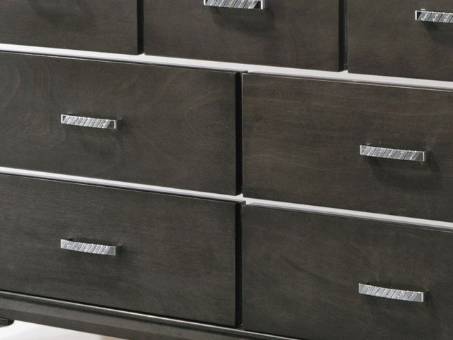 58" Gray Solid and Manufactured Wood Seven Drawer Triple Dresser