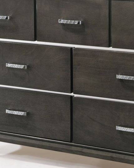 58" Gray Solid and Manufactured Wood Seven Drawer Triple Dresser