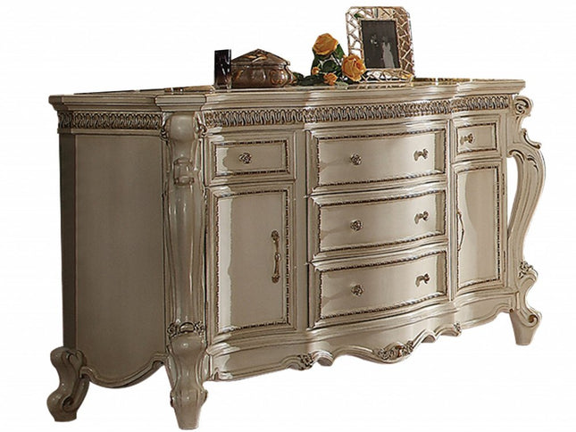 69" Pearl Solid and Manufactured Wood Five Drawer Triple Dresser