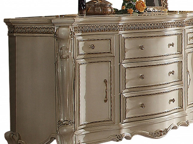 69" Pearl Solid and Manufactured Wood Five Drawer Triple Dresser