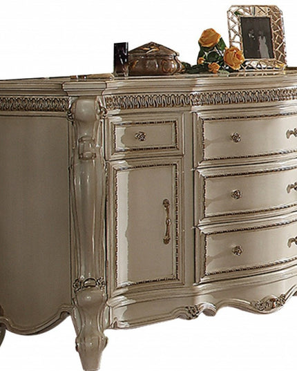 69" Pearl Solid and Manufactured Wood Five Drawer Triple Dresser