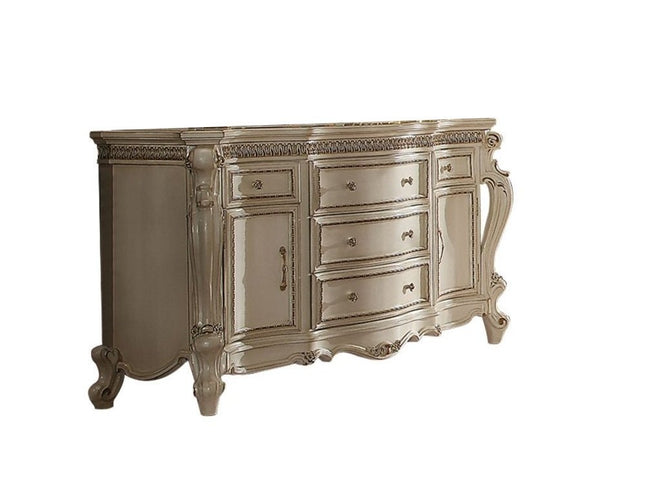 69" Pearl Solid and Manufactured Wood Five Drawer Triple Dresser