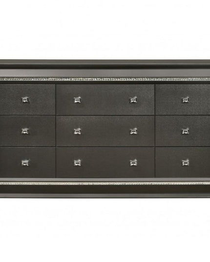 66" Gray Solid and Manufactured Wood Nine Drawer Triple Dresser