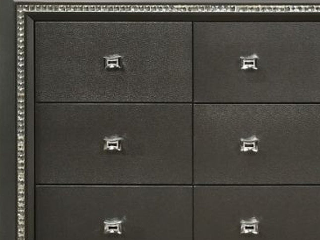 66" Gray Solid and Manufactured Wood Nine Drawer Triple Dresser