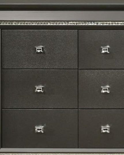 66" Gray Solid and Manufactured Wood Nine Drawer Triple Dresser