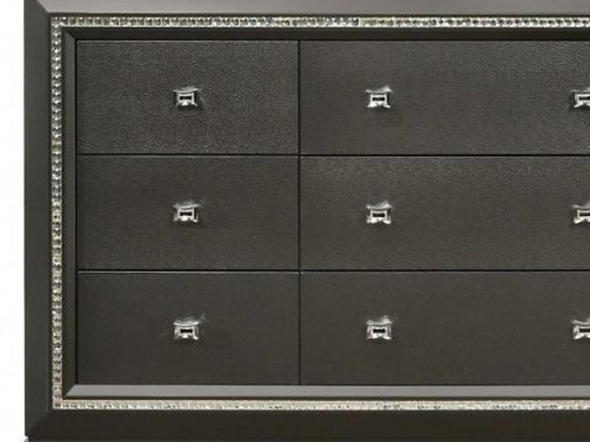 66" Gray Solid and Manufactured Wood Nine Drawer Triple Dresser