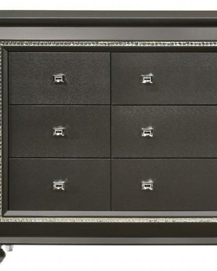 66" Gray Solid and Manufactured Wood Nine Drawer Triple Dresser