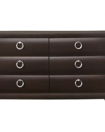 63" Merlot Solid and Manufactured Wood Six Drawer Double Dresser