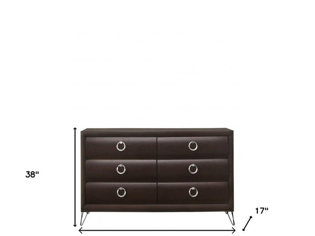 63" Merlot Solid and Manufactured Wood Six Drawer Double Dresser