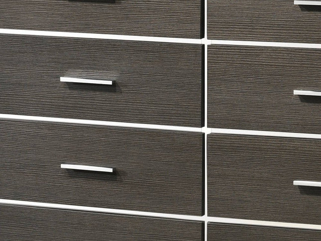 57" Gray Solid and Manufactured Wood Eight Drawer Double Dresser