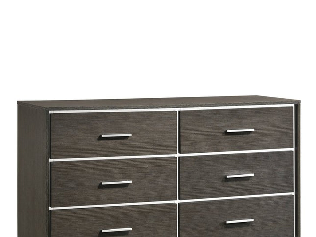 57" Gray Solid and Manufactured Wood Eight Drawer Double Dresser