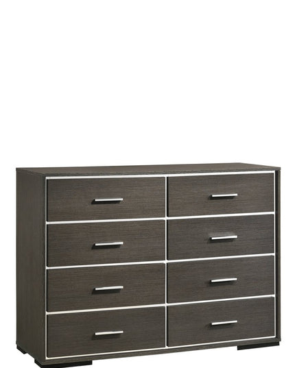 57" Gray Solid and Manufactured Wood Eight Drawer Double Dresser
