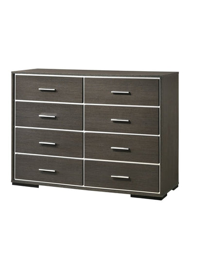 57" Gray Solid and Manufactured Wood Eight Drawer Double Dresser