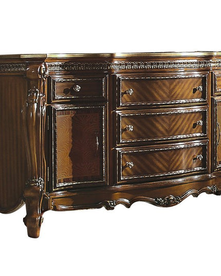 69" Brown Solid and Manufactured Wood Five Drawer Triple Dresser