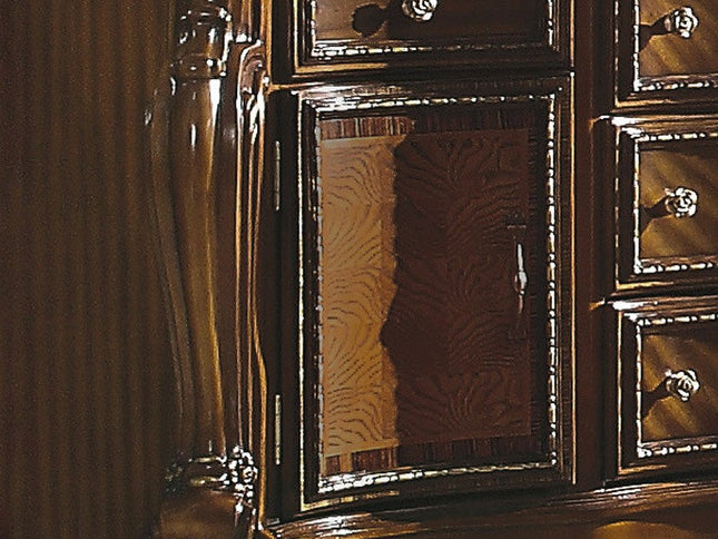 69" Brown Solid and Manufactured Wood Five Drawer Triple Dresser