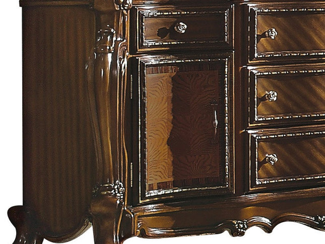 69" Brown Solid and Manufactured Wood Five Drawer Triple Dresser