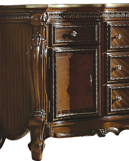 69" Brown Solid and Manufactured Wood Five Drawer Triple Dresser