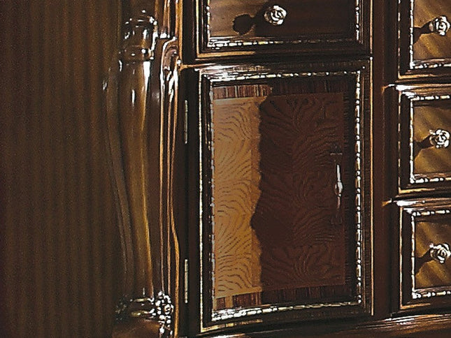 69" Brown Solid and Manufactured Wood Five Drawer Triple Dresser