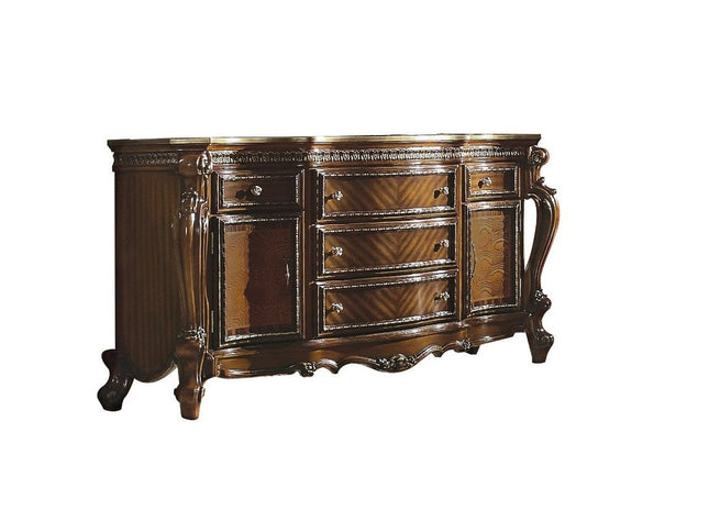 69" Brown Solid and Manufactured Wood Five Drawer Triple Dresser