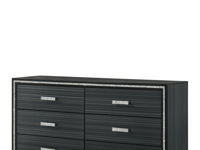 59" Brown Solid and Manufactured Wood Six Drawer Double Dresser
