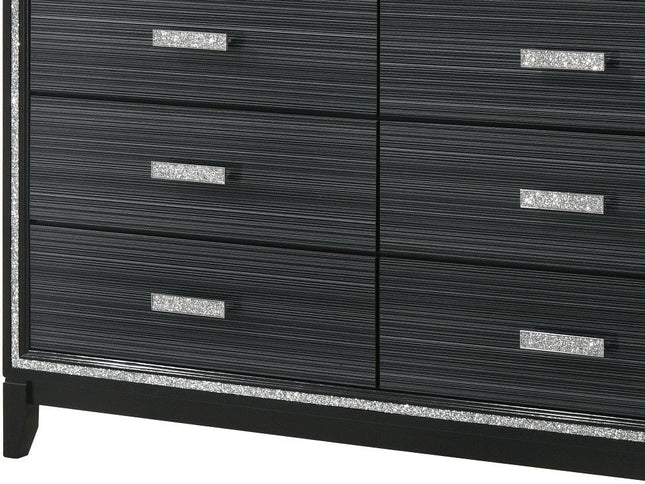 59" Brown Solid and Manufactured Wood Six Drawer Double Dresser