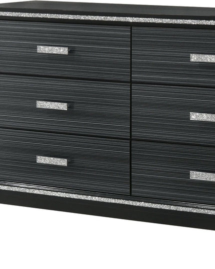 59" Brown Solid and Manufactured Wood Six Drawer Double Dresser