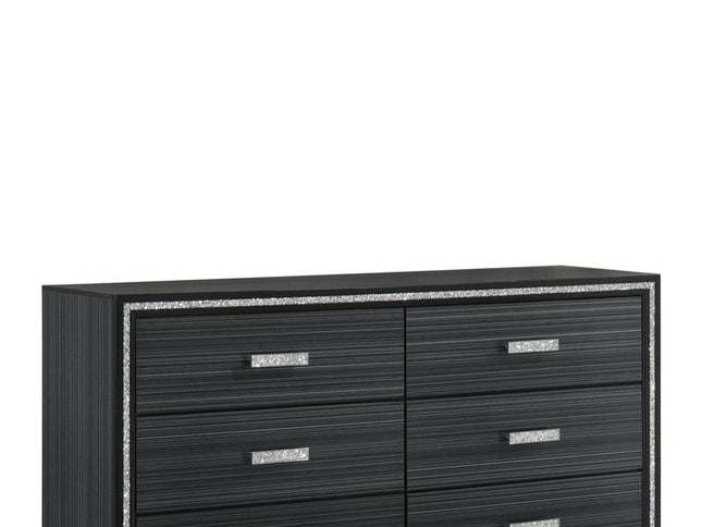 59" Brown Solid and Manufactured Wood Six Drawer Double Dresser