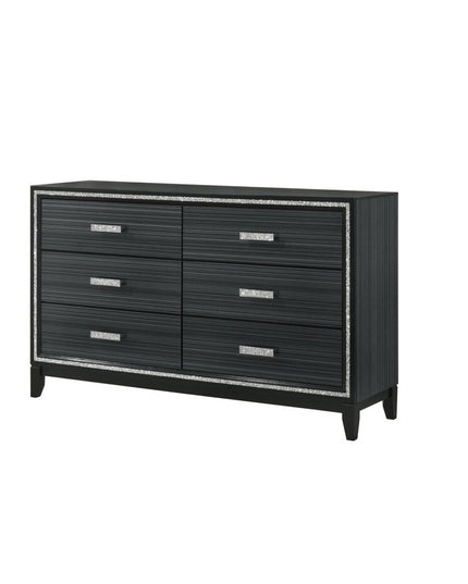 59" Brown Solid and Manufactured Wood Six Drawer Double Dresser