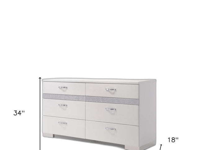 63" White High Gloss Manufactured Wood Eight Drawer Double Dresser