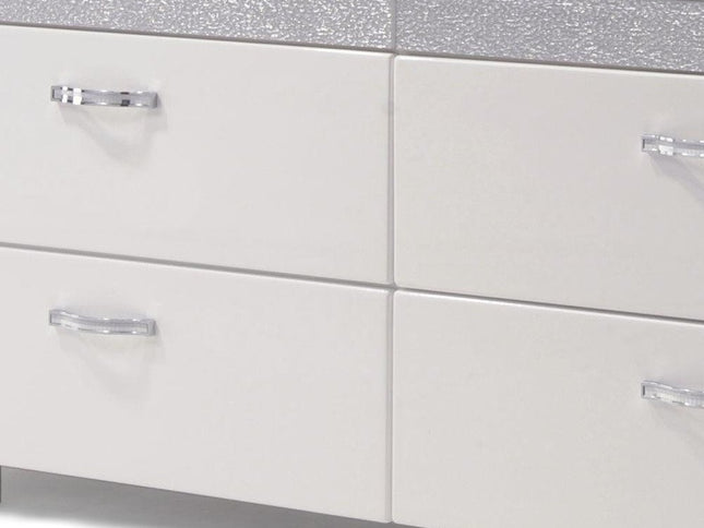 63" White High Gloss Manufactured Wood Eight Drawer Double Dresser