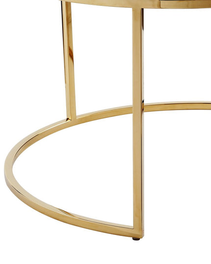 Set of Two Green Velvet and Gold Tufted Round Ottoman