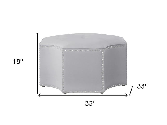 33" Gray Linen Specialty Cocktail Ottoman