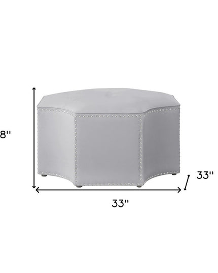 33" Gray Linen Specialty Cocktail Ottoman