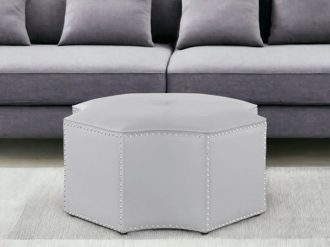 33" Gray Linen Specialty Cocktail Ottoman