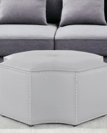 33" Gray Linen Specialty Cocktail Ottoman