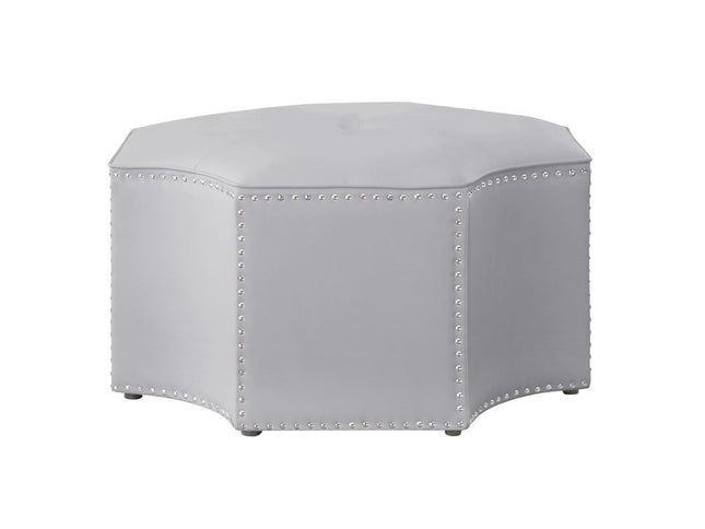 33" Gray Linen Specialty Cocktail Ottoman