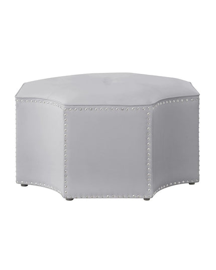 33" Gray Linen Specialty Cocktail Ottoman