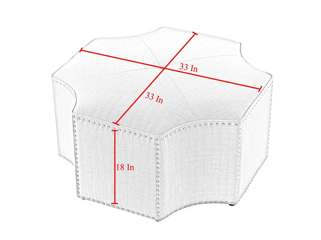 33" Gray Linen Specialty Cocktail Ottoman