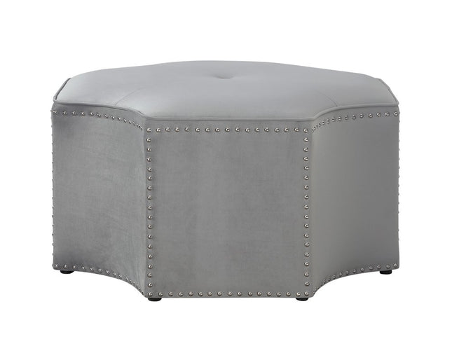 33" Gray Linen Specialty Cocktail Ottoman