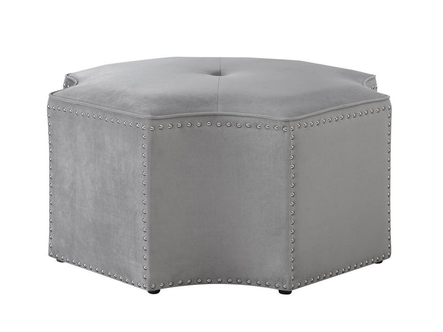 33" Gray Linen Specialty Cocktail Ottoman