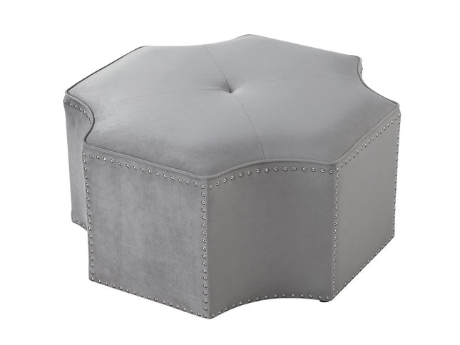 33" Gray Linen Specialty Cocktail Ottoman