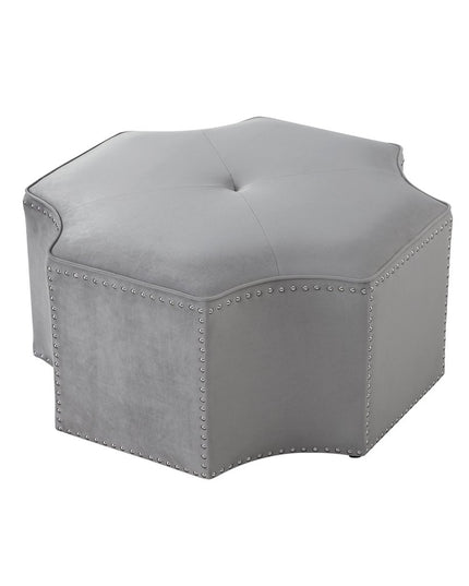 33" Gray Linen Specialty Cocktail Ottoman