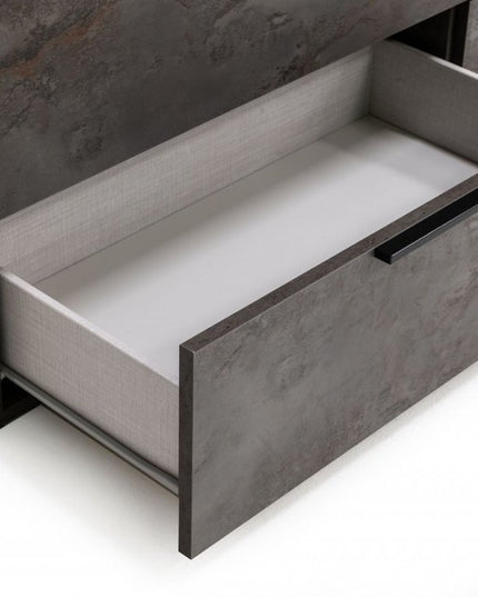 61" Grey Faux Marble Solid Manufactured Wood Six Drawer Double Dresser