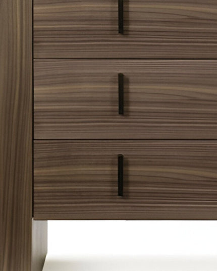 55" Walnut Marble Solid And Manufactured Wood Three Drawer Dresser