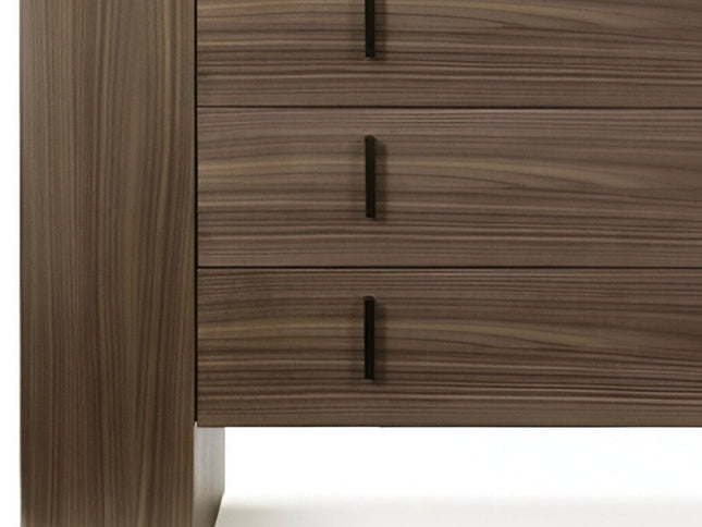 55" Walnut Marble Solid And Manufactured Wood Three Drawer Dresser