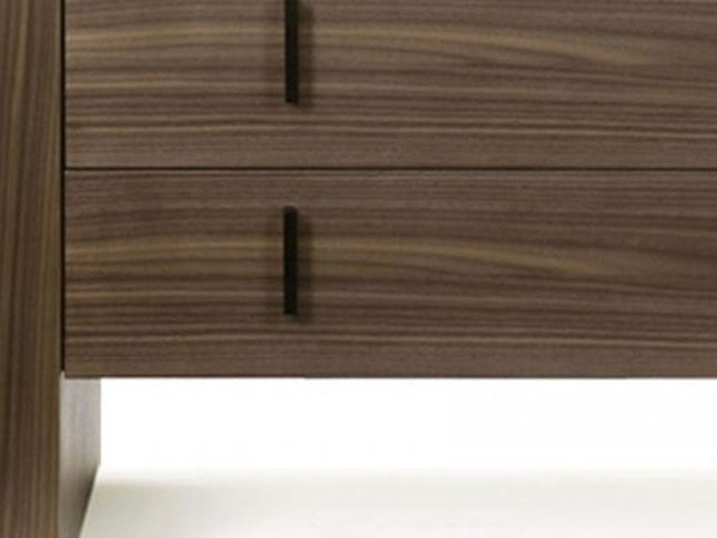 55" Walnut Marble Solid And Manufactured Wood Three Drawer Dresser