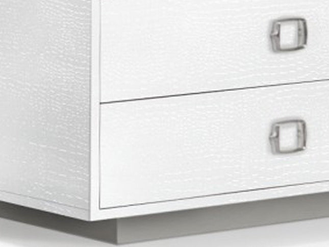 63" Black Six Drawer Shagreen Faux Croc Double Dresser